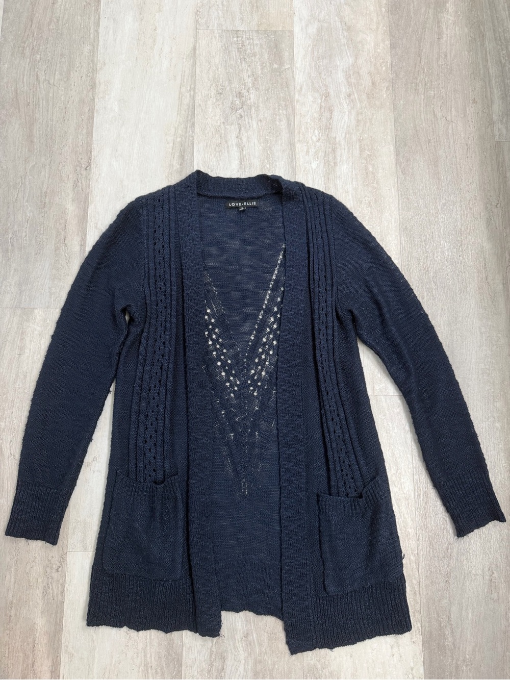 Love Ellie Stitchfix Navy Cardigan with cut out design
